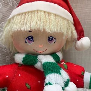 8" Vintage 80's Dolly Mine christmas boy plush